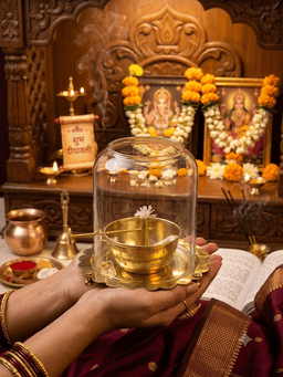 Brass Star Cutout Akhand Diya Lantern – Traditional Pooja Lamp