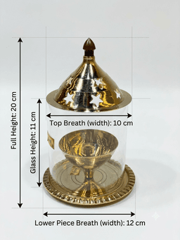 Brass Akhand Diya with Glass Cover & Stand – Traditional Pooja Lamp