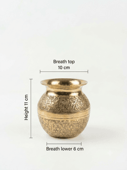 Brass Engraved Embossed Lota / Kalash – Traditional Pooja Kalash