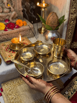 Brass Dinner Thali Set  | Traditional Brass Dining Set