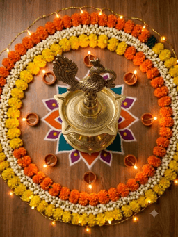 Traditional Handcrafted Brass Peacock Diya Stand