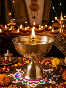 Premium Brass Pooja Diya with Pedestal