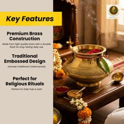 Brassify Pure Brass Pooja Lota (Kalash) | 100% Handmade Brass Kalash for Pooja, Temple & Home Decor