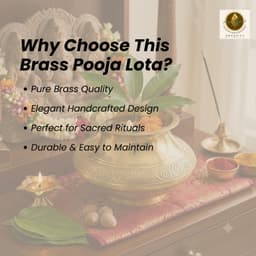 Brassify Pure Brass Pooja Lota (Kalash) | 100% Handmade Brass Kalash for Pooja, Temple & Home Decor