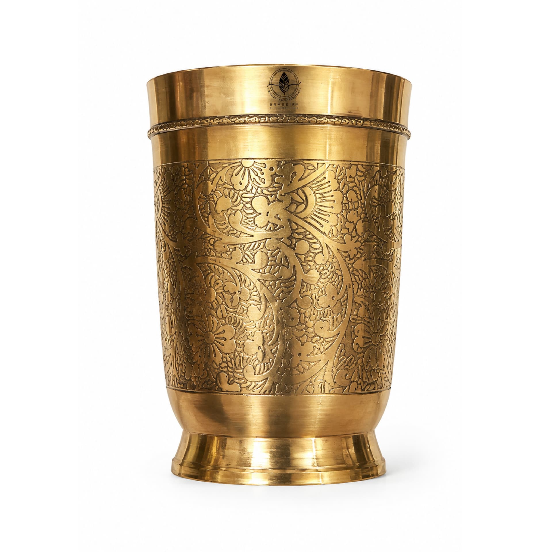 Brassify Pure Brass Drinking Glass | 100% Handmade Brass Water Glass for Daily Use, Ayurveda & Pooja