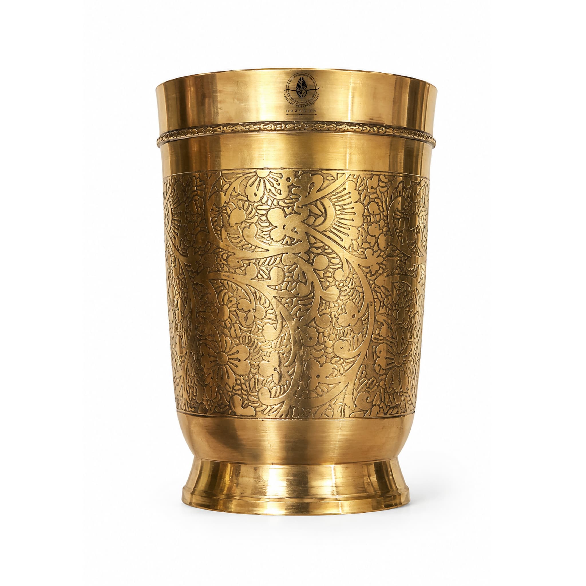 Brassify Pure Brass Drinking Glass | 100% Handmade Brass Water Glass for Daily Use, Ayurveda & Pooja