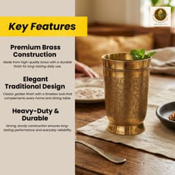 Brassify Pure Brass Drinking Glass | 100% Handmade Brass Water Glass for Daily Use, Ayurveda & Pooja