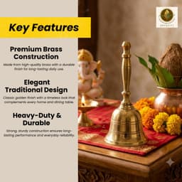 Brassify Pure Brass Hand Bell | Traditional Pooja Bell for Temple, Aarti & Home Mandir