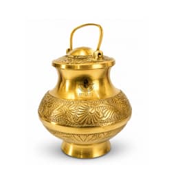 Brassify Premium Pure Brass Gangajal Kalash with Lid – 100% Handmade Brass Holy Water Pot for Pooja, Jal Abhishek & Home Temple