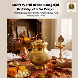 Brassify Premium Pure Brass Gangajal Kalash with Lid – 100% Handmade Brass Holy Water Pot for Pooja, Jal Abhishek & Home Temple