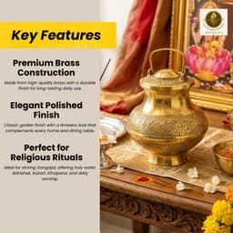 Brassify Premium Pure Brass Gangajal Kalash with Lid – 100% Handmade Brass Holy Water Pot for Pooja, Jal Abhishek & Home Temple