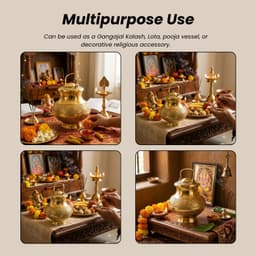 Brassify Premium Pure Brass Gangajal Kalash with Lid – 100% Handmade Brass Holy Water Pot for Pooja, Jal Abhishek & Home Temple
