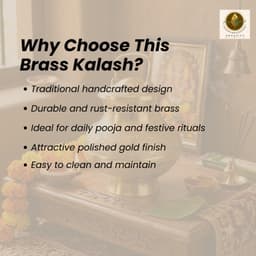 Brassify Premium Pure Brass Gangajal Kalash with Lid – 100% Handmade Brass Holy Water Pot for Pooja, Jal Abhishek & Home Temple