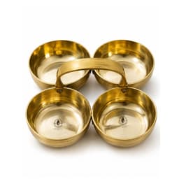 Brassify Pure Brass Chokhra (4 Bowl Serving Set) | Traditional Brass Dry Fruit & Condiment Server with Handle for Pooja & Home Decor