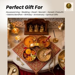 Brassify Pure Brass Chokhra (4 Bowl Serving Set) | Traditional Brass Dry Fruit & Condiment Server with Handle for Pooja & Home Decor