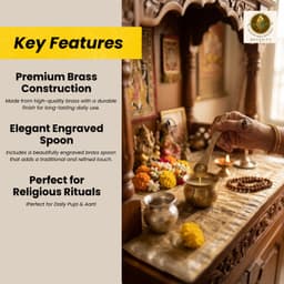 Brassify Pure Brass Pooja Lota with Decorative Spoon | Traditional Kalash for Worship