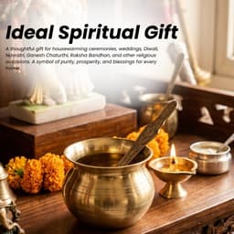 Brassify Pure Brass Pooja Lota with Decorative Spoon | Traditional Kalash for Worship