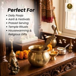 Brassify Pure Brass Pooja Lota with Decorative Spoon | Traditional Kalash for Worship