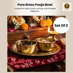 Brassify Pure Brass Pooja Bowl Set of 2 | Handcrafted Brass Bowls for Kapoor, Kumkum, Prasad & Dry Fruits