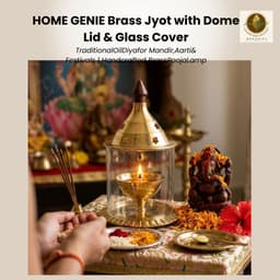 Brassify Home Genie Brass Akhand Jyot with Glass Cover & Dome Lid | Windproof Brass Diya for Home Mandir & Pooja