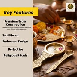 Brassify Pure Brass Kapoor Dani with Spoon Set | Handcrafted Camphor Burner for Pooja, Aarti, Havan & Temple Use