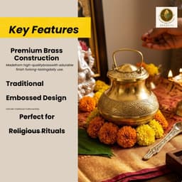 Brassify Pure Brass Gangajal Kalash with Brass Spoon | Holy Water Pot for Pooja, Abhishek & Temple Rituals