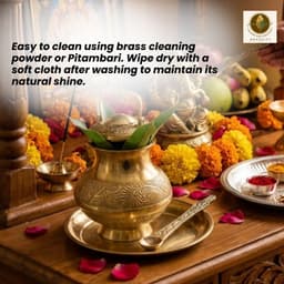 Brassify Pure Brass Gangajal Kalash with Brass Spoon | Holy Water Pot for Pooja, Abhishek & Temple Rituals