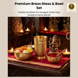 Brassify Pure Brass Drinking Glass with 2 Brass Bowls Set | Traditional Brass Water Glass & Katori Set for Home, Dining & Pooja