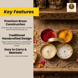 Brassify Pure Brass Katori Set | 6-Piece Brass Bowls with Handles | Traditional Pooja, Prasad & Serving Bowls