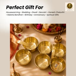 Brassify Pure Brass Katori Set | 6-Piece Brass Bowls with Handles | Traditional Pooja, Prasad & Serving Bowls