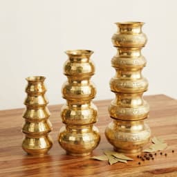 Brassify Traditional Brass Kalash Set | Pure Brass Pooja Kalash Set for Mandir, Pooja & Religious Rituals | Decorative Brass Kalash Set
