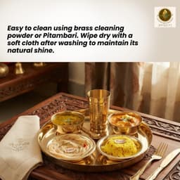 Brassify Pure Brass Dinner Set | Traditional Brass Thali Set with Bowls, Glass & Spoon for Home & Festive Dining