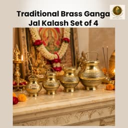 Brassify Antique Brass Ganga Jal Kalash Set | Traditional Pooja Kalash Set of 4
