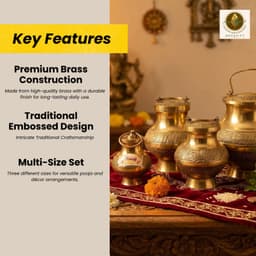 Brassify Antique Brass Ganga Jal Kalash Set | Traditional Pooja Kalash Set of 4