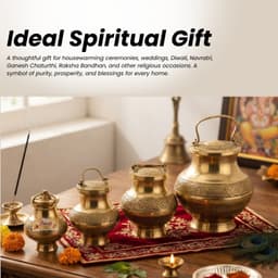 Brassify Antique Brass Ganga Jal Kalash Set | Traditional Pooja Kalash Set of 4