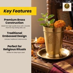 BRASSIFY Premium Brass Drinking Glass with Tree of Life Engraving | Elegant Brass Water Tumbler | Traditional Metal Glass for Home, Dining & Gifting