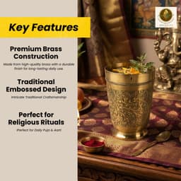 BRASSIFY Premium Engraved Brass Drinking Glass | Handcrafted Brass Tumbler for Water & Traditional Servew