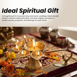 Brassify Premium Brass Panchmukhi Diya | Traditional Multi-Wick Brass Oil Lamp with Decorative Handle for Puja, Mandir & Home Décor