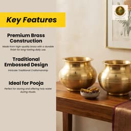 Brassify Pure Brass Decorative Kalash Set – Traditional Pooja Kalash for Home & Temple Décor