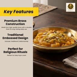 BRASSIFY Premium Brass Bowl with Decorative Beaded Rim | Traditional Brass Serving & Pooja Bowl for Home Décor