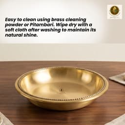 BRASSIFY Premium Brass Bowl with Decorative Beaded Rim | Traditional Brass Serving & Pooja Bowl for Home Décor