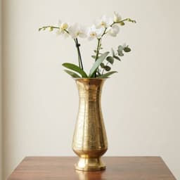 Brassifyl Handcrafted Brass Flower Vase | Embossed & Hammered Brass Decorative Vase for Home Décor