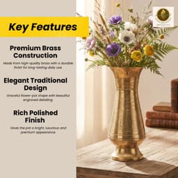 Brassifyl Handcrafted Brass Flower Vase | Embossed & Hammered Brass Decorative Vase for Home Décor