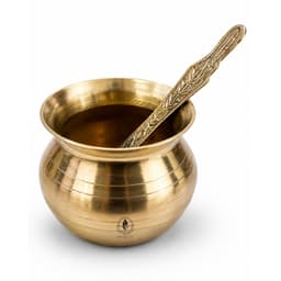 Website Listing Title  Brassifyl Handcrafted Brass Serving Bowl with Decorative Spoon | Traditional Brass Pooja & Dining Bowl
