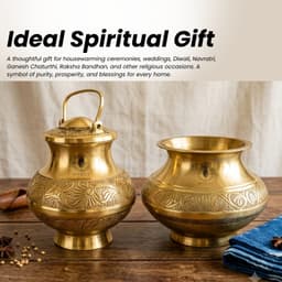 Brassifyl Handcrafted Brass Embossed Kalash Set | Traditional Indian Pooja Kalash for Home Décor & Festive Celebrations