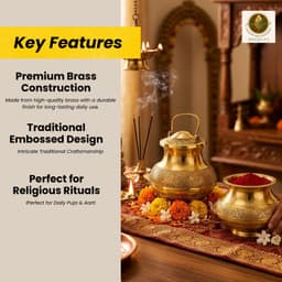 Brassifyl Handcrafted Brass Embossed Kalash Set | Traditional Indian Pooja Kalash for Home Décor & Festive Celebrations