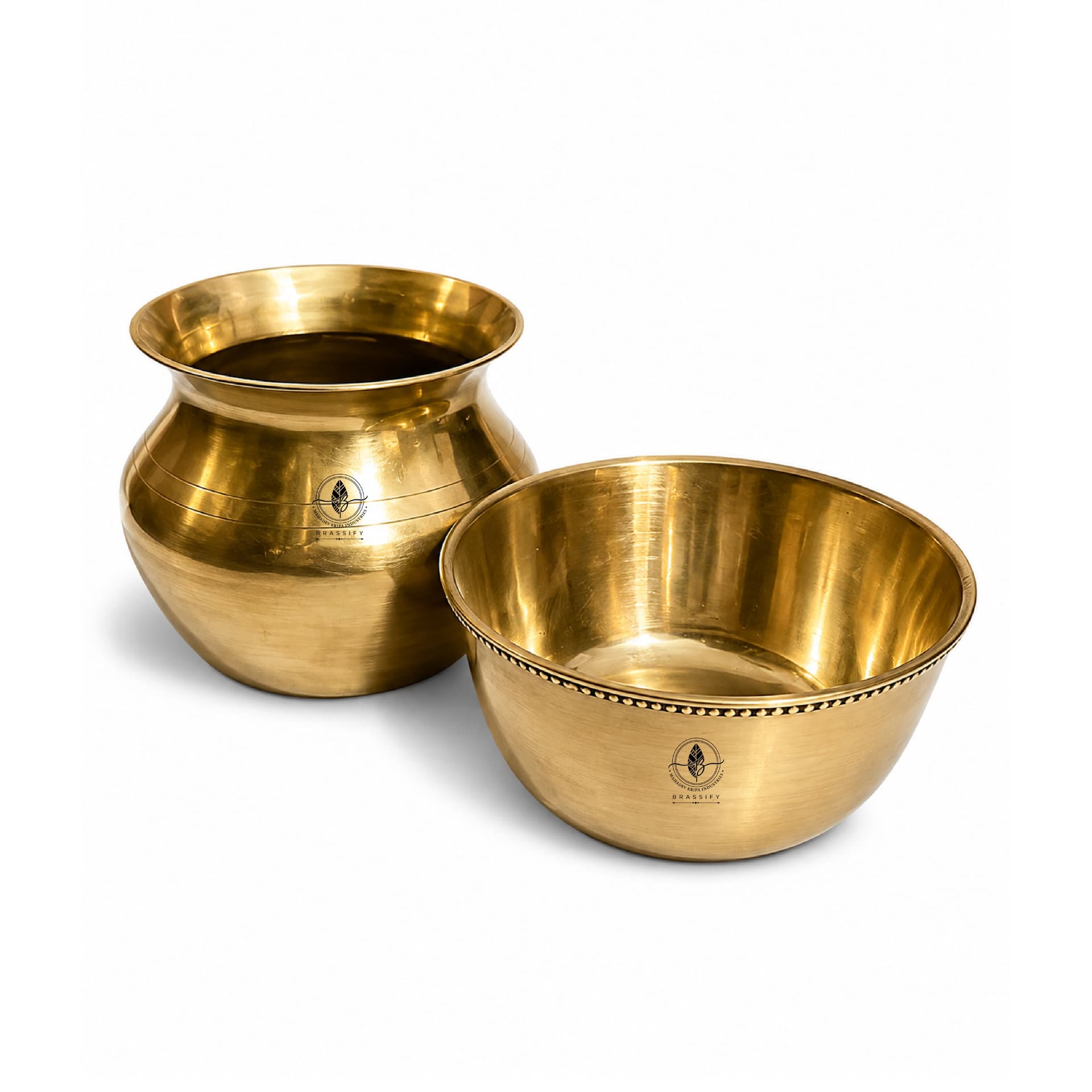 BRASSIFYL Brass Kalash & Pooja Urli Set – Traditional Brass Puja Décor for Home & Temple