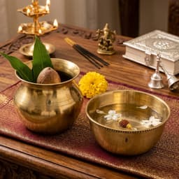 BRASSIFYL Brass Kalash & Pooja Urli Set – Traditional Brass Puja Décor for Home & Temple