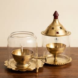 Brassifyl Premium Brass Dhoop & Incense Burner Set with Glass Covers | Traditional Brass Puja Décor