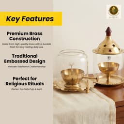Brassifyl Premium Brass Dhoop & Incense Burner Set with Glass Covers | Traditional Brass Puja Décor